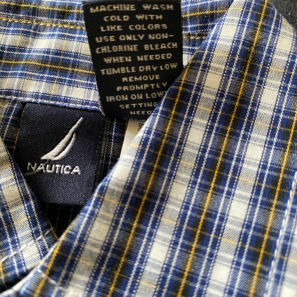 Nautica Blue and Yellow Plaid Shirt Size 18-24M - Picture 5 of 5